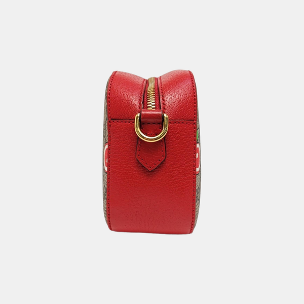 GG Supreme Small Monogram Coated Canvas Red