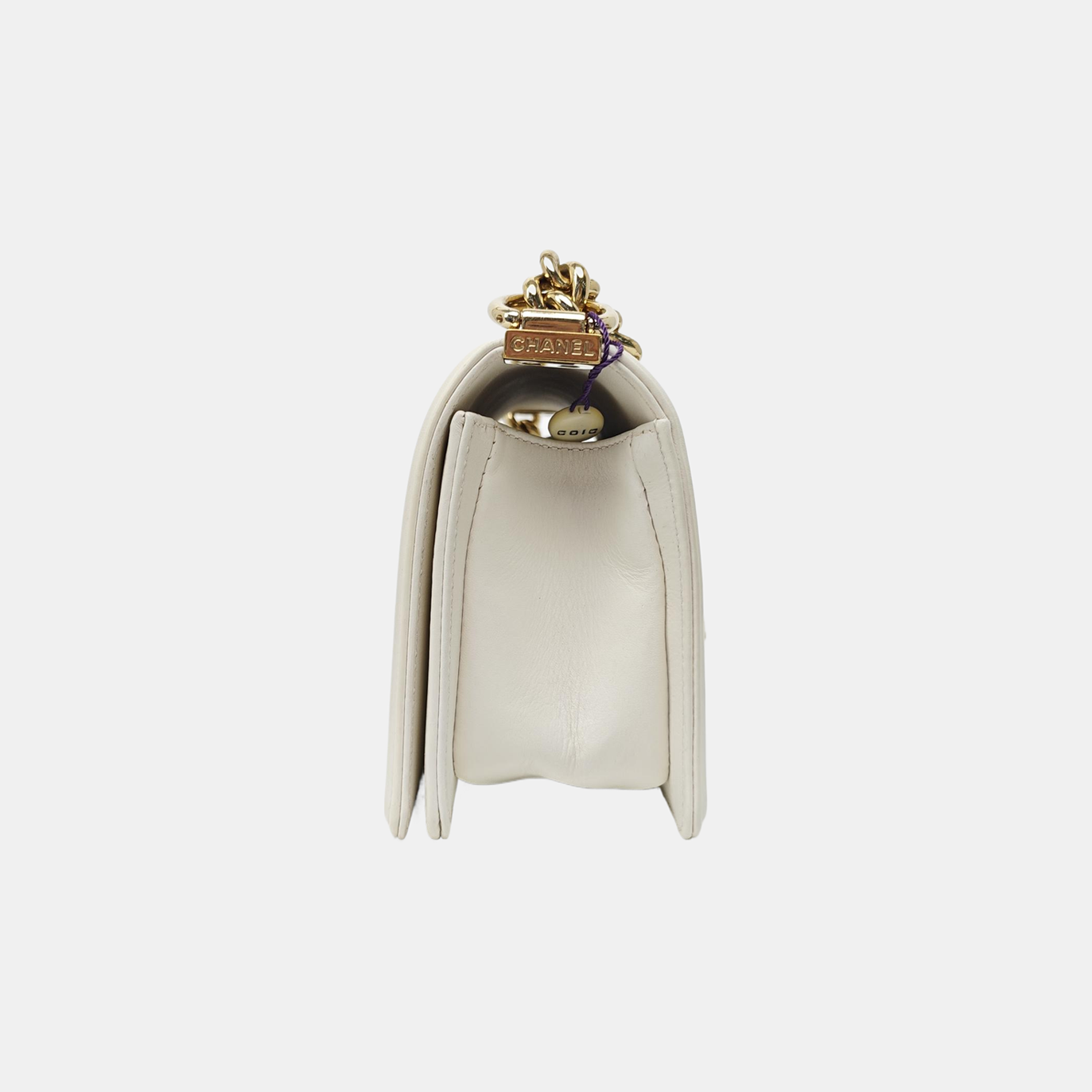 BOY CHANEL Small Quilted Calfskin White