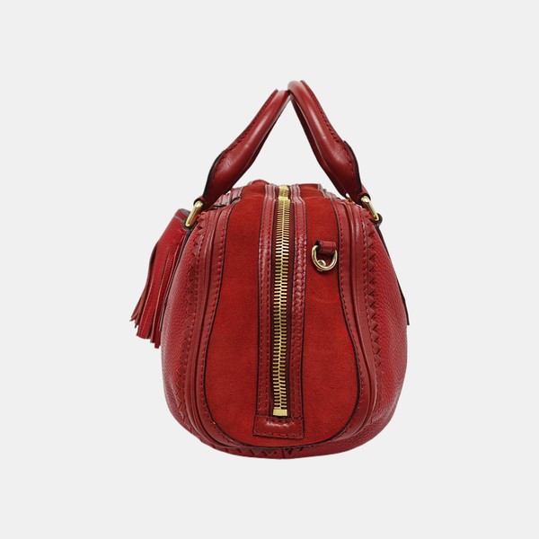 Leather Shoulder Bag Red