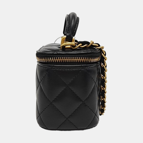 VANITY CASE Mini Quilted Lambskin Black