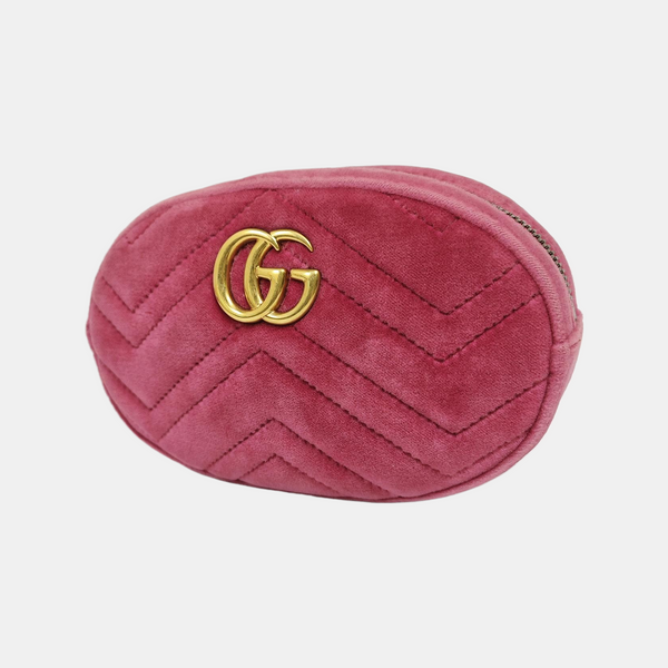 GG Marmont Super Mini Quilted Velvet Red