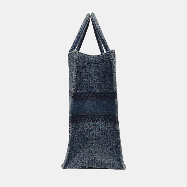 Book Tote Large Oblique Canvas Blue