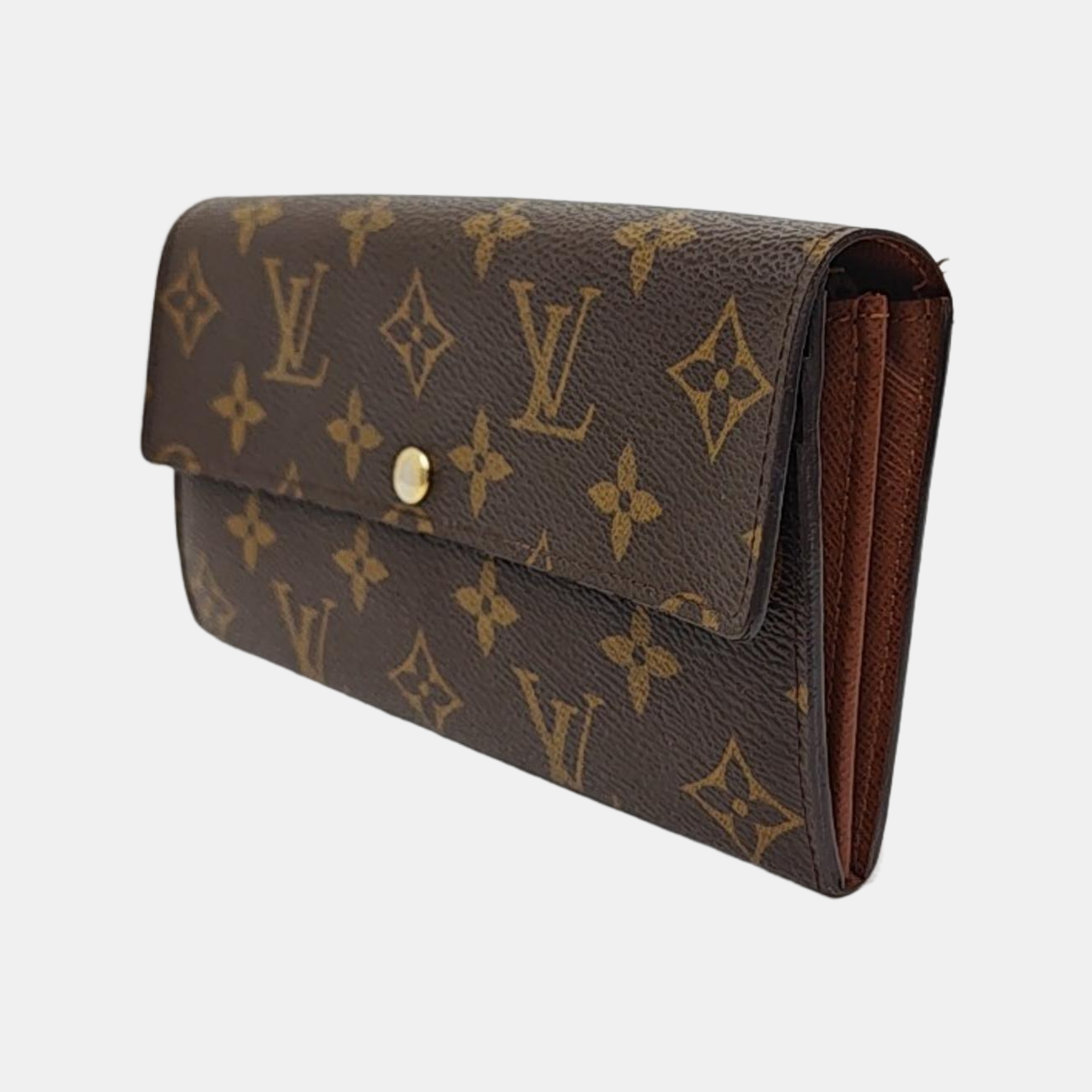 PORTE MONNAIE Monogram Coated Canvas Brown Wallet