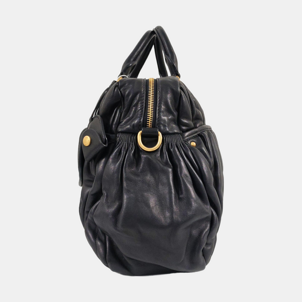 Quilted Lambskin Shoulder Bag Black