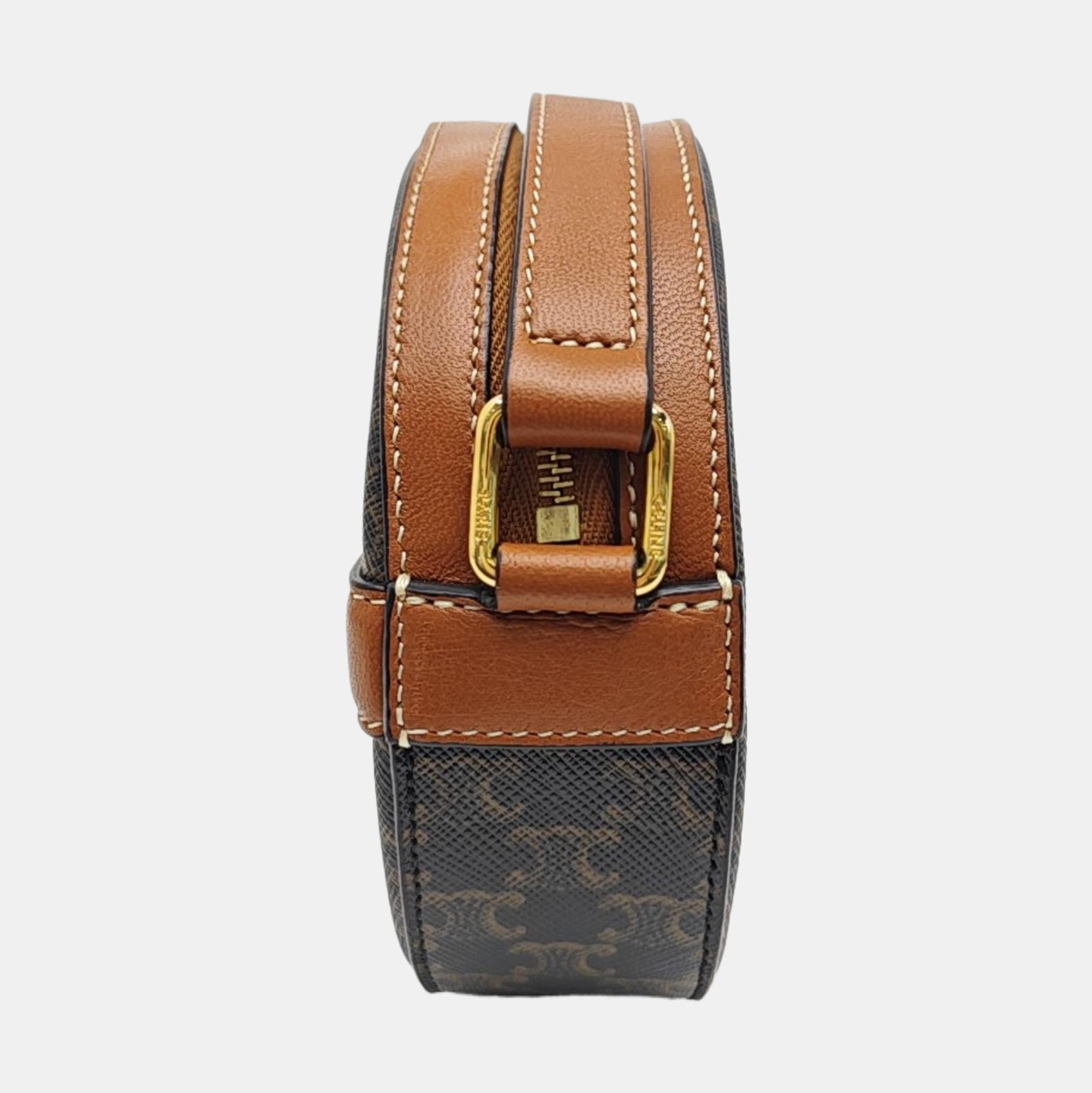 TRIOMPHE ROUND Mini Coated Canvas Brown