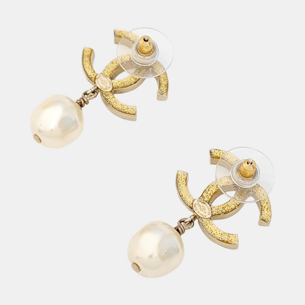 CC Logo Metal Gold Earrings