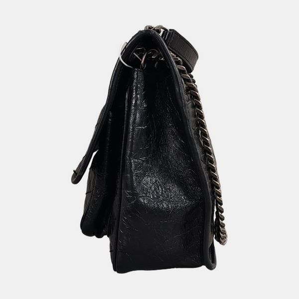 NIKI Medium Chevron Calfskin Black