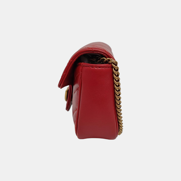 Authenticated pre-owned  GG Marmont Mini Quilted Calfskin Red - Shoulder Bag at Looply