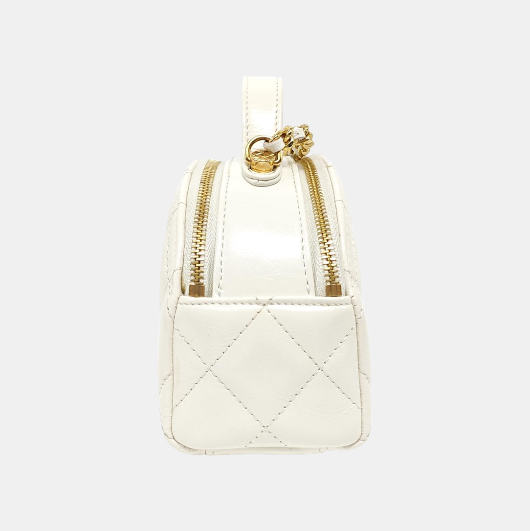Quilted Calfskin Shoulder Bag White