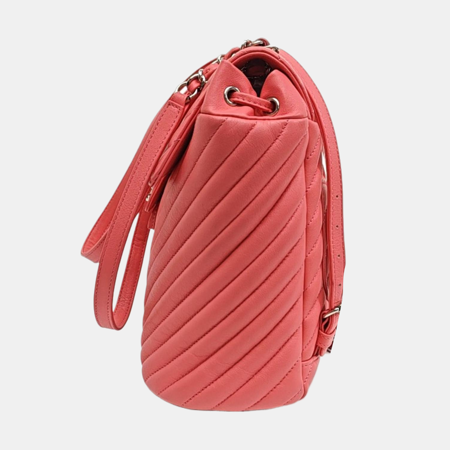 Chevron Calfskin Backpack Pink