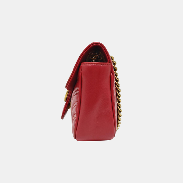 GG Marmont Small Quilted Calfskin Red