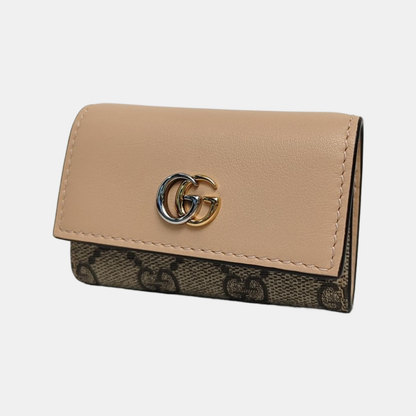 Monedero llavero GG Marmont de lona monogram en beis
