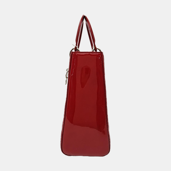 Lady Dior Large Cannage Patent Leather Red