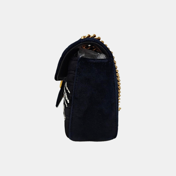 GG Marmont Medium Quilted Velvet Black