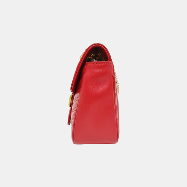 GG Marmont Medium Quilted Calfskin Red