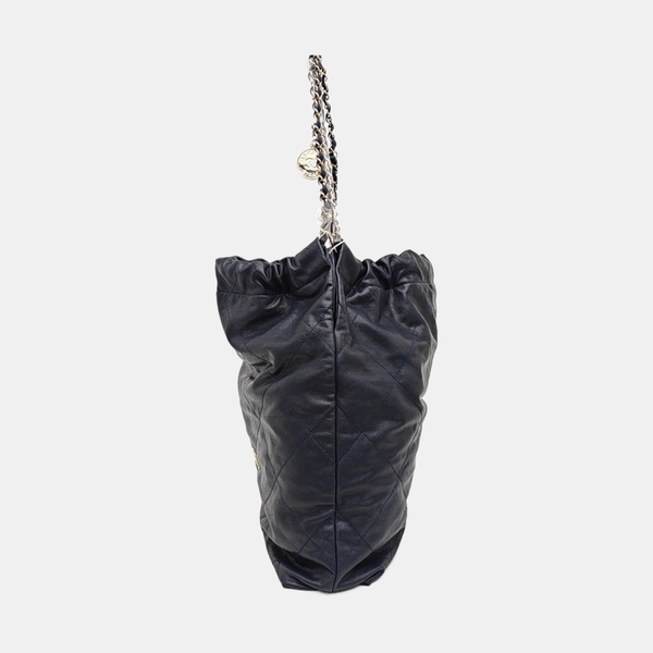 CHANEL 22 Large Quilted Grained Calfskin Blue
