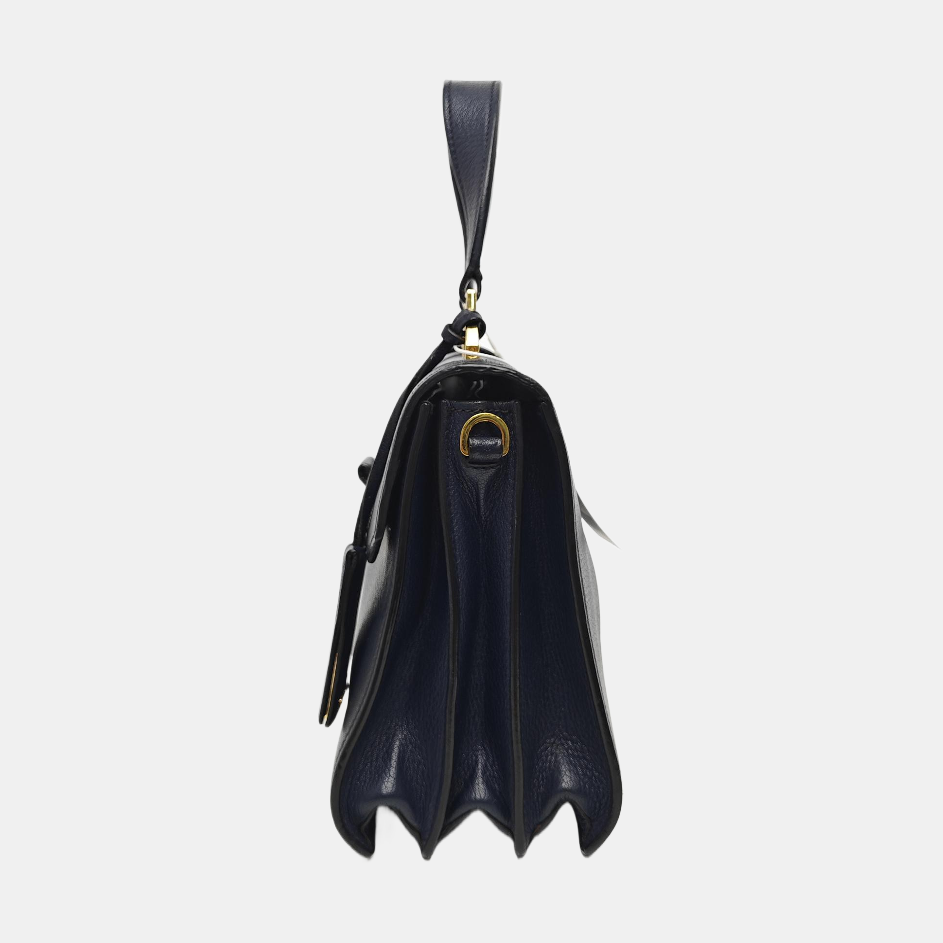 Calfskin Top Handle Bag Blue