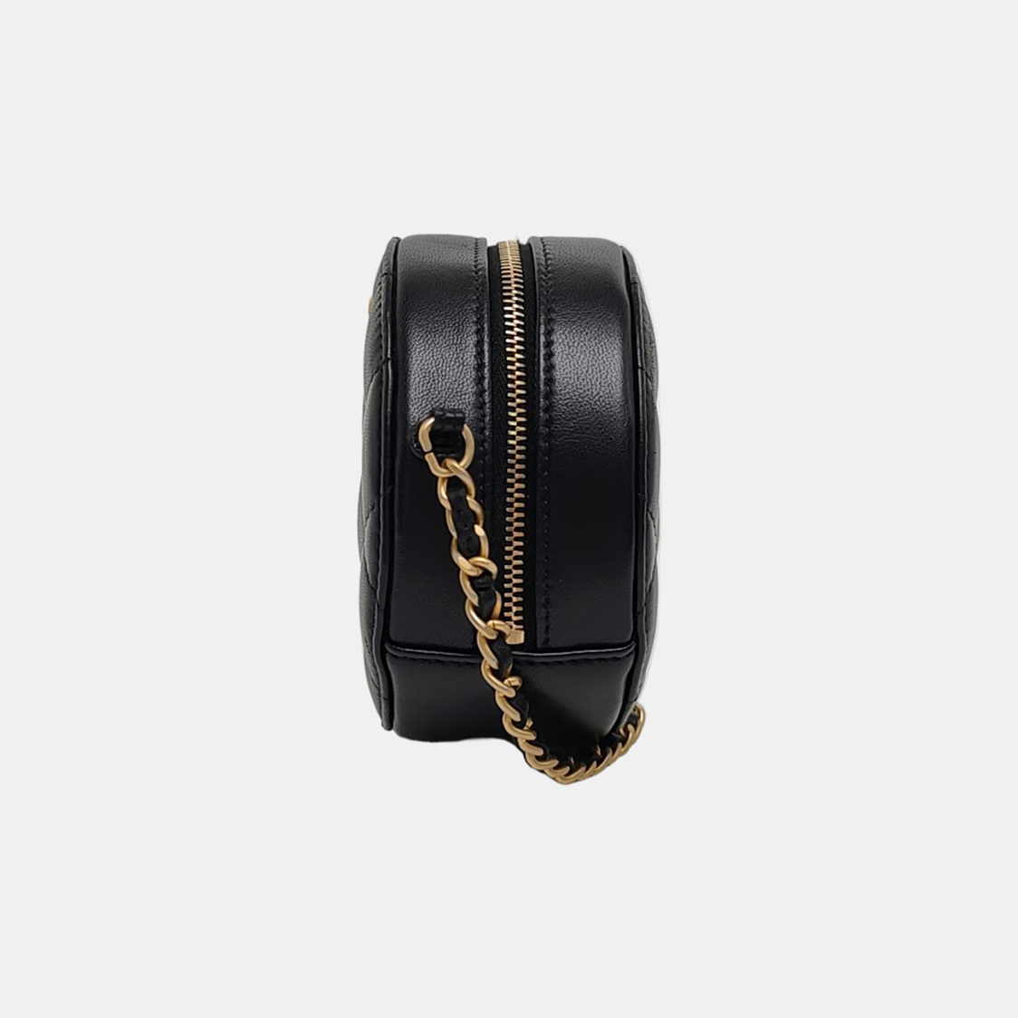 ROUND Quilted Lambskin Black