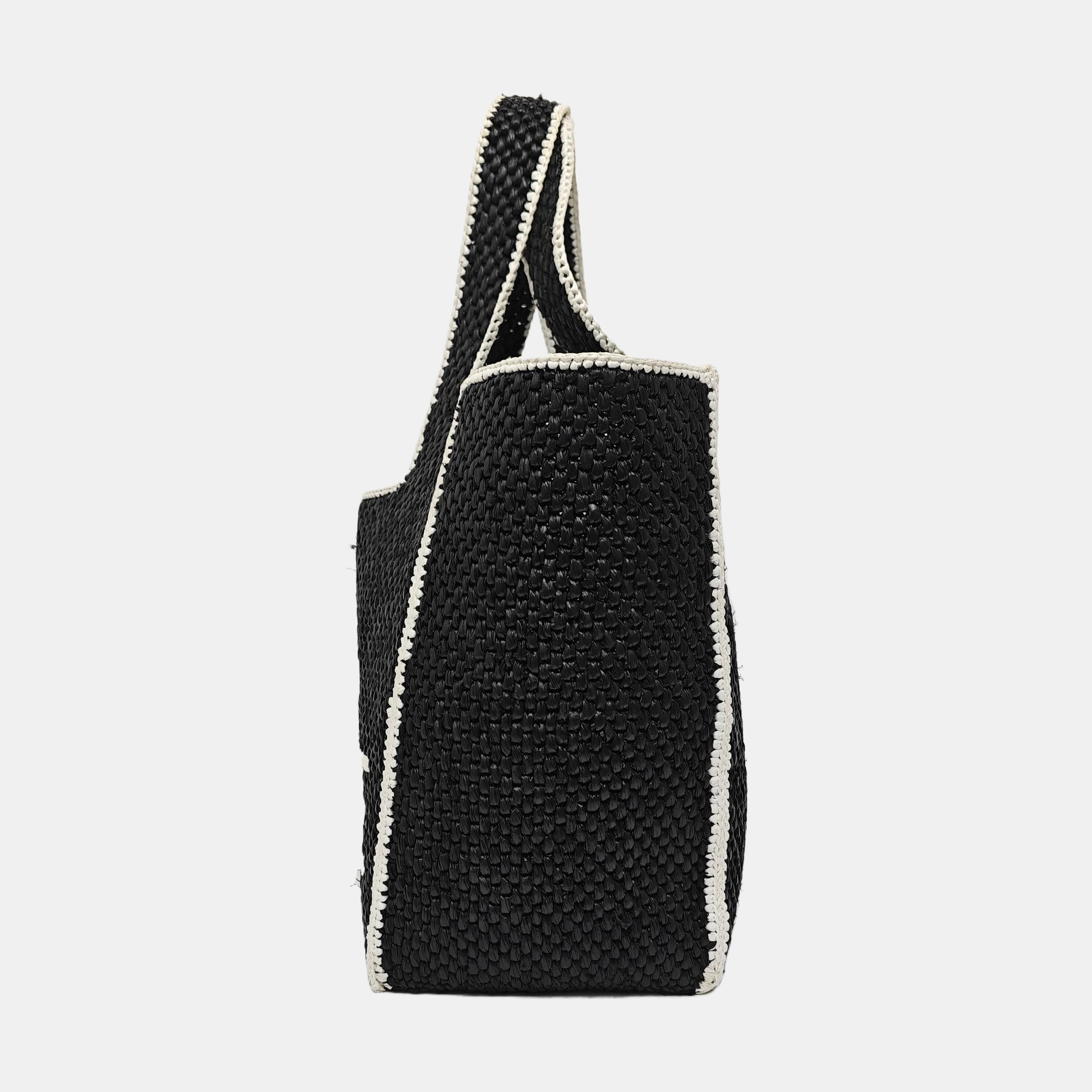 Font Tote Large Straw Black