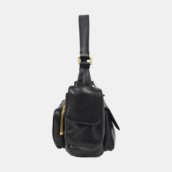 Lambskin Top Handle Bag Black