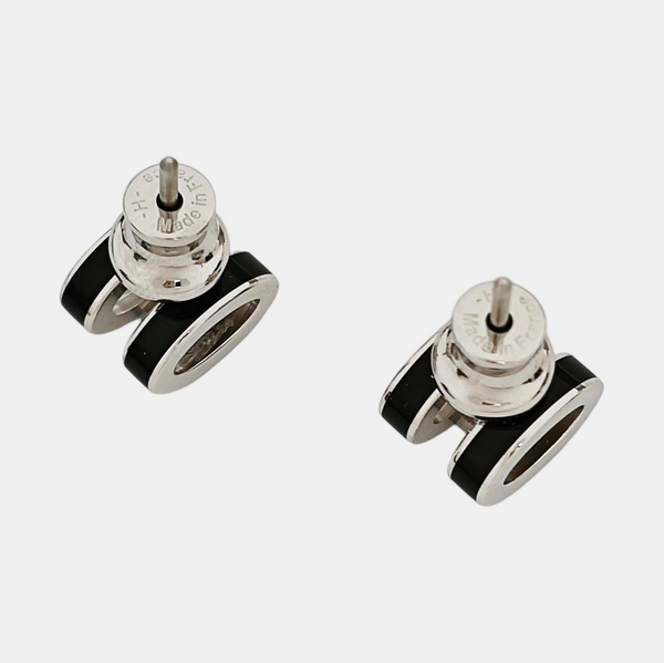 Pop H Metal Silver Stud Earrings