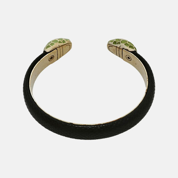Pulsera Serpentine de cuero negro