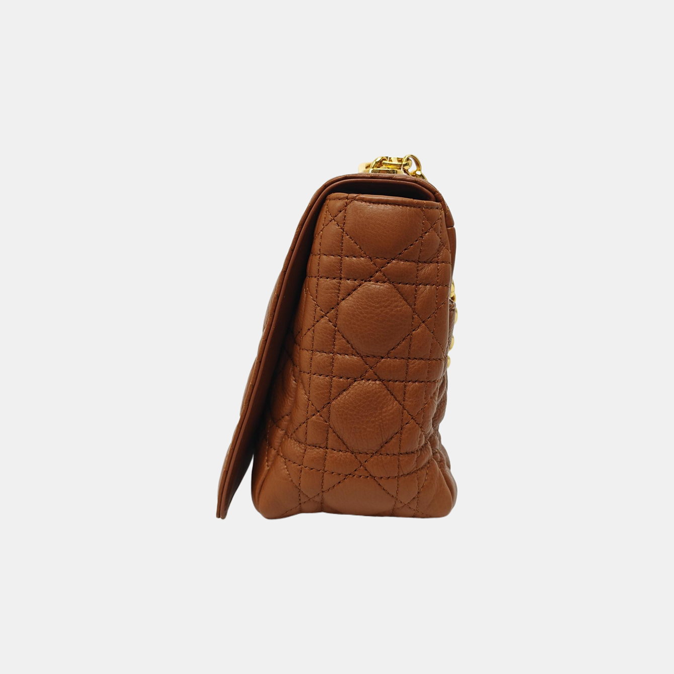 Dior Caro Large Quilted Calfskin Brown
