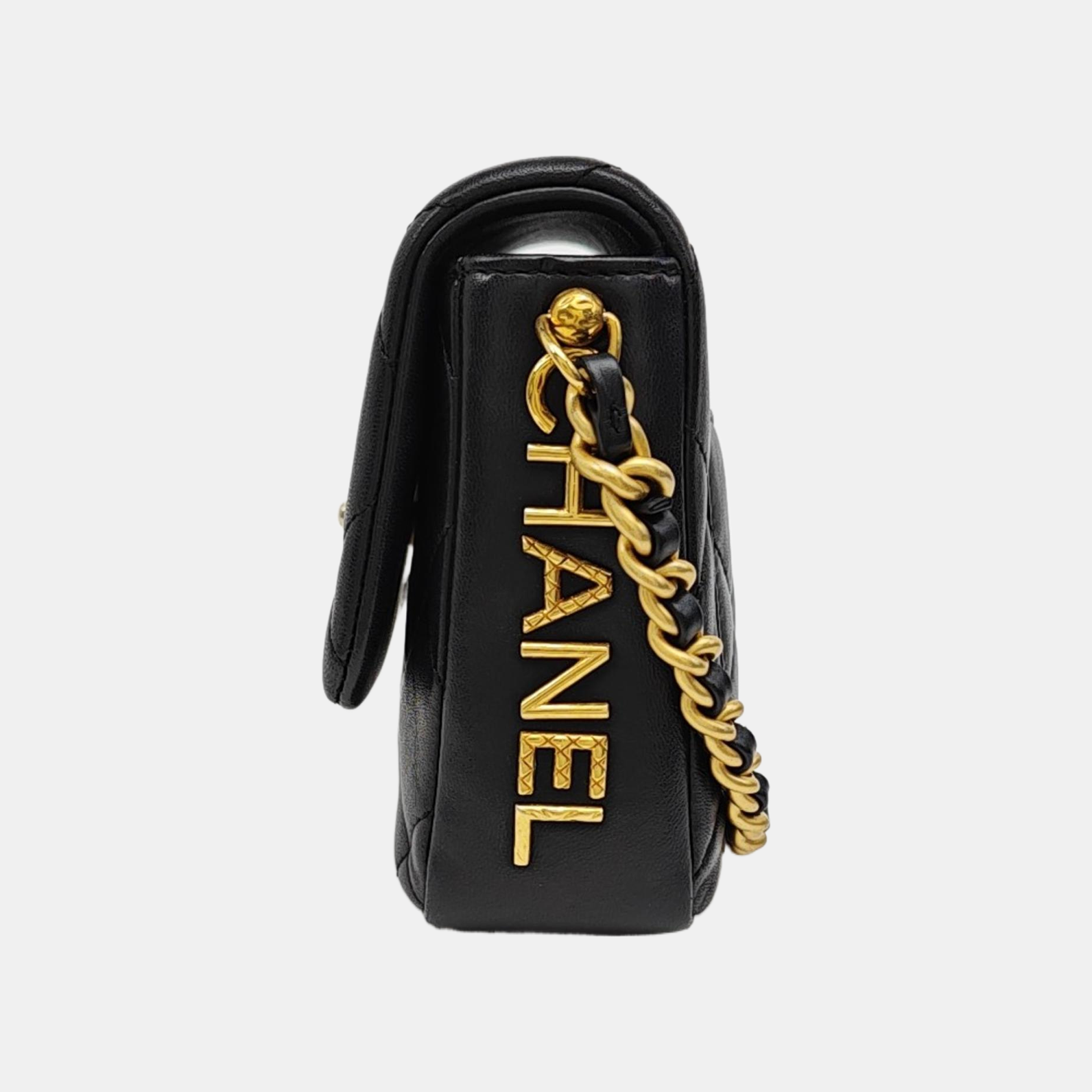 Quilted Lambskin Shoulder Bag Black