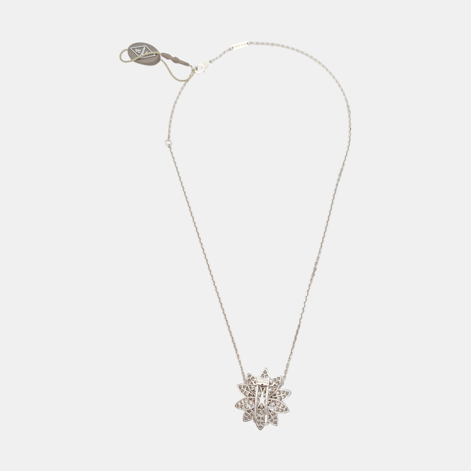 Lotus 18k White Gold Silver Necklace