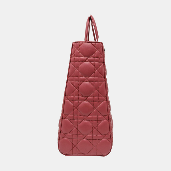 Lady Dior Large Cannage Lambskin Red
