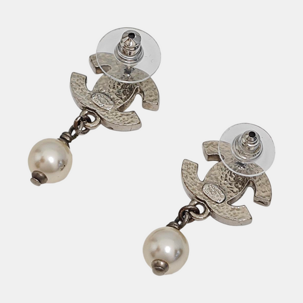 CC Logo Metal Silver Earrings