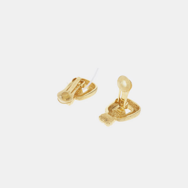 Twist Round Metal Gold Clip On Earrings