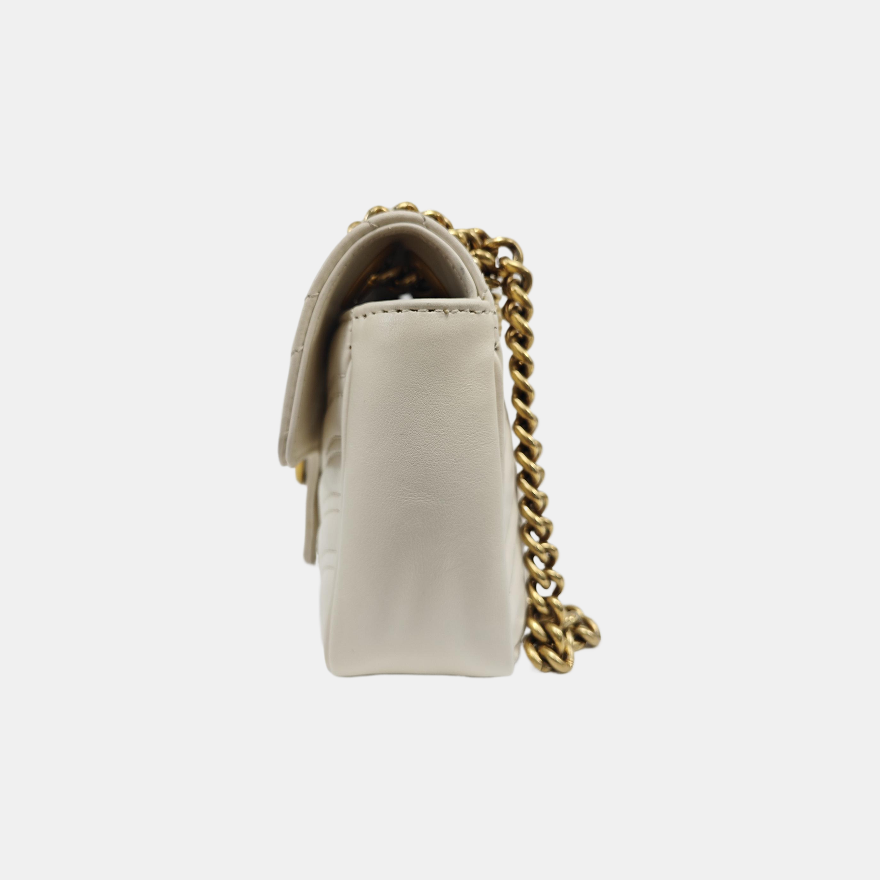 GG Marmont Small Quilted Calfskin White