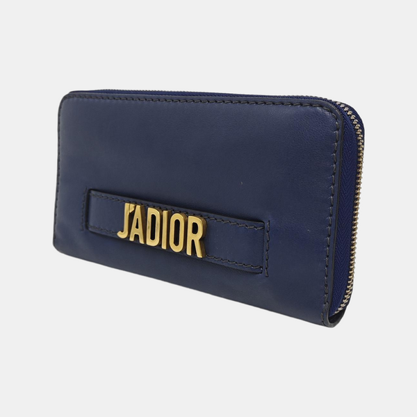 J'adior Calfskin Blue Wallet
