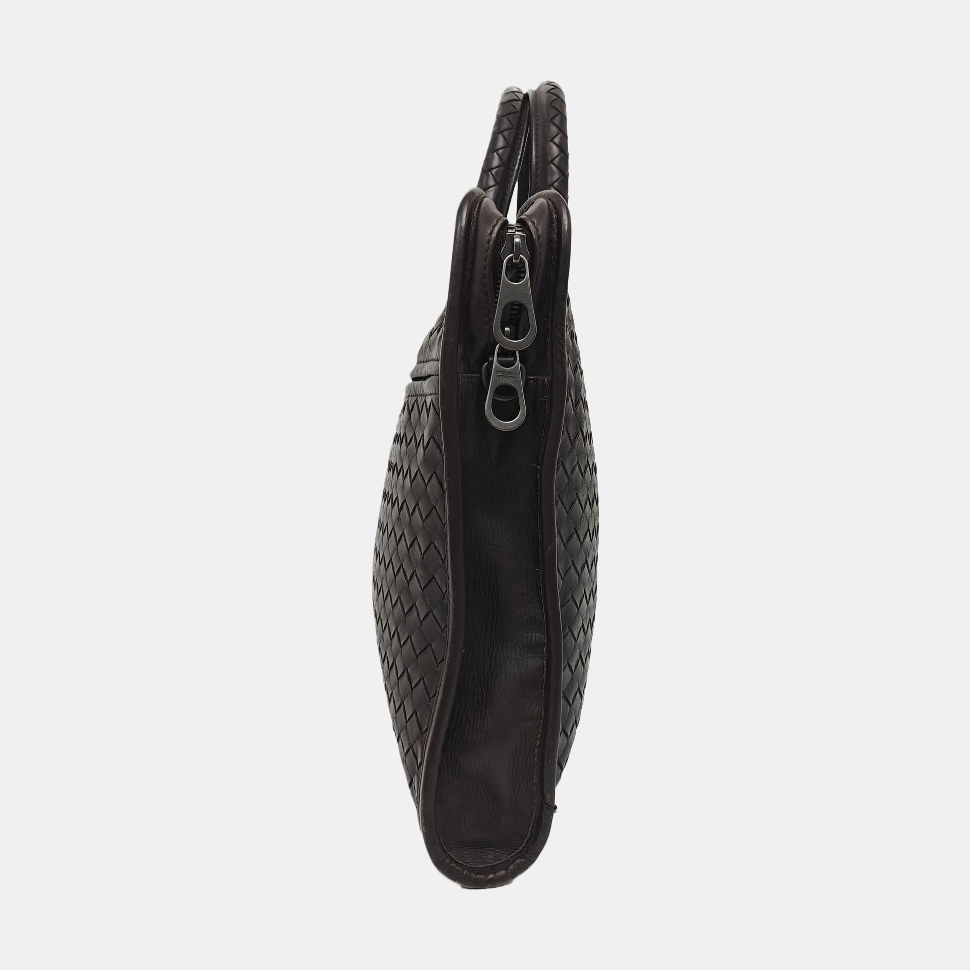 Lambskin Top Handle Bag Brown