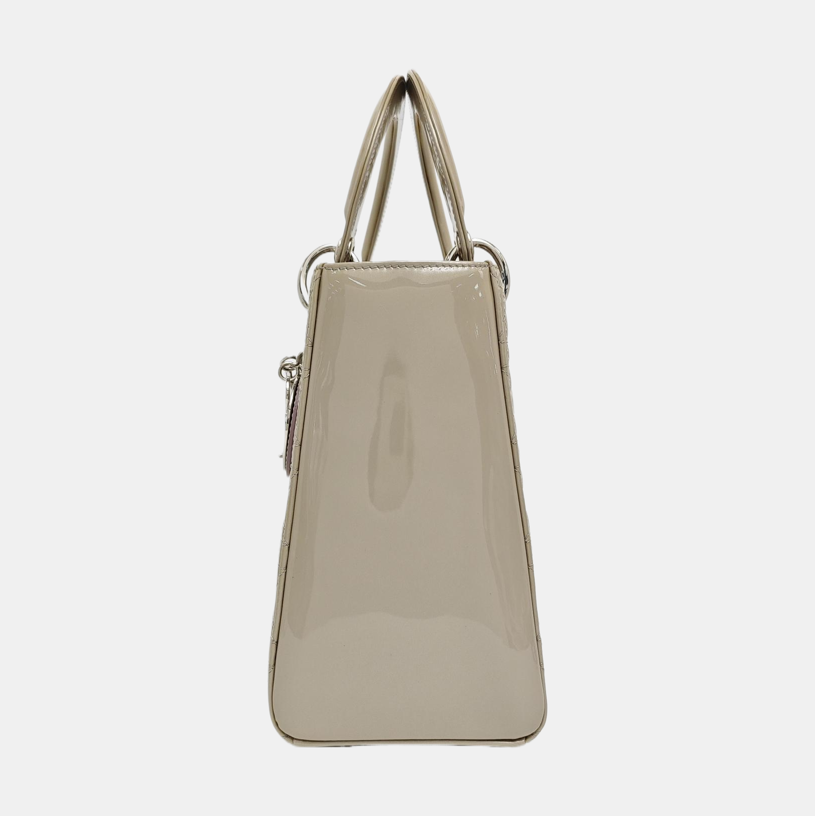 Lady Dior Medium Quilted Patent Leather Gray