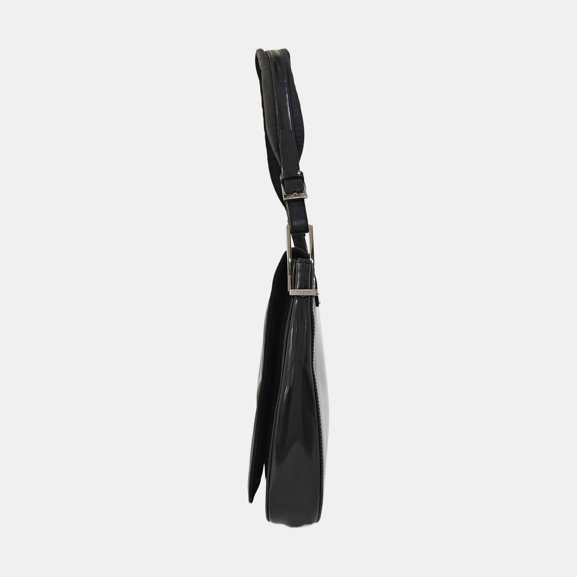 Patent Leather Shoulder Bag Black