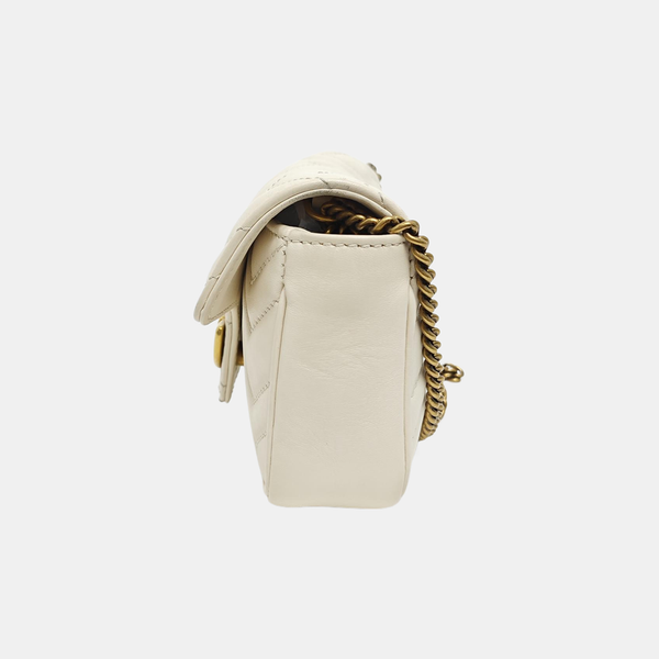 GG Marmont Mini Quilted Calfskin White