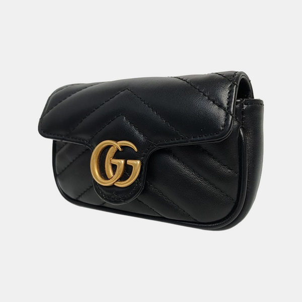 Authenticated pre-owned  GG Marmont Super Mini Quilted Calfskin Black - Clutch at Looply