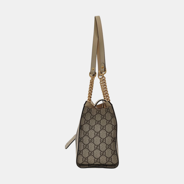 Padlock Small Monogram Coated Canvas Beige