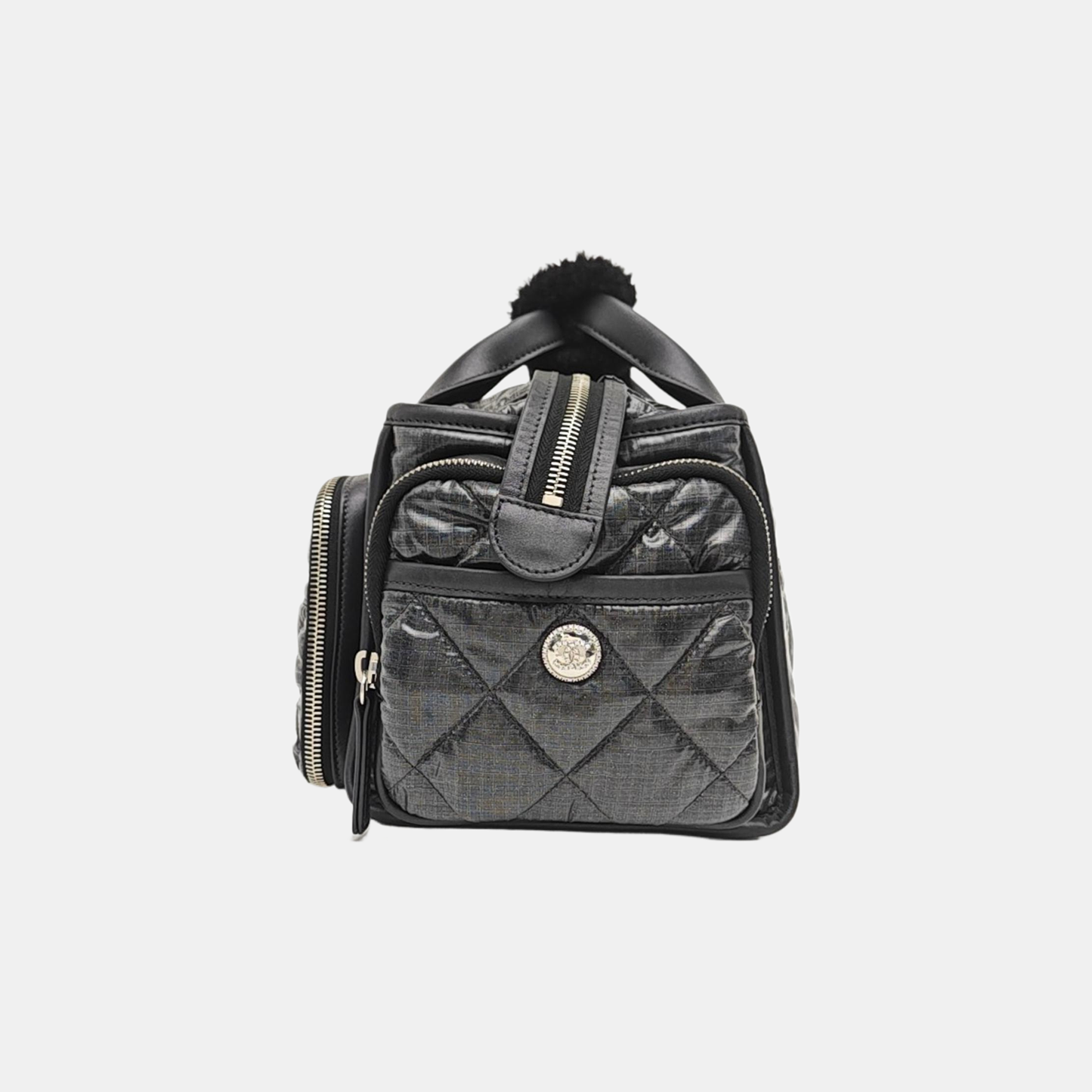 Quilted Nylon Shoulder Bag Gray