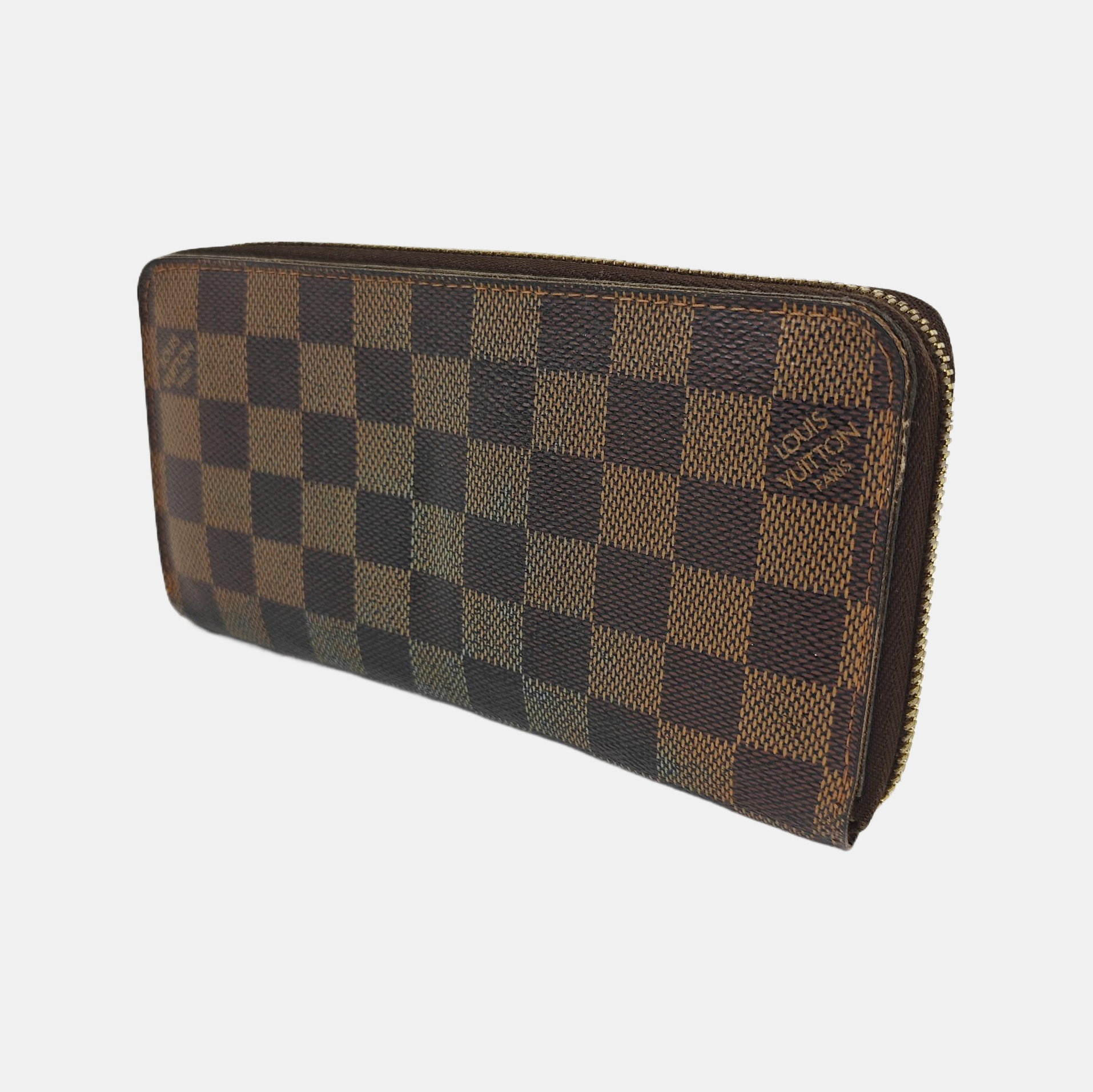 ZIPPY Damier Ebene Coated Canvas Brown Wallet