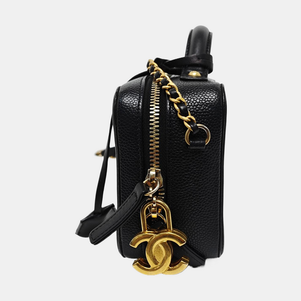 FILIGREE Small Quilted Grained Calfskin Black