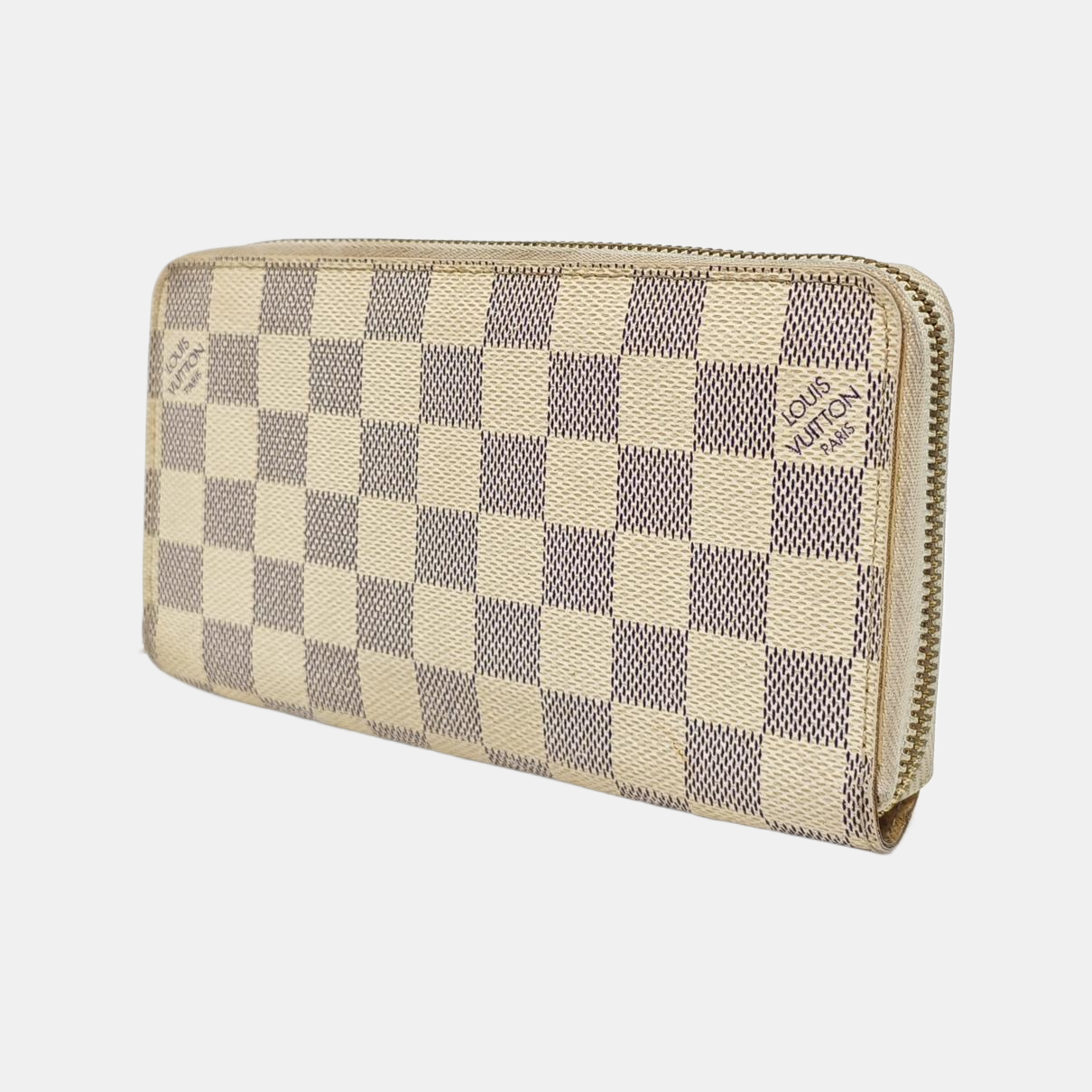 ZIPPY Damier Azur Coated Canvas White Wallet