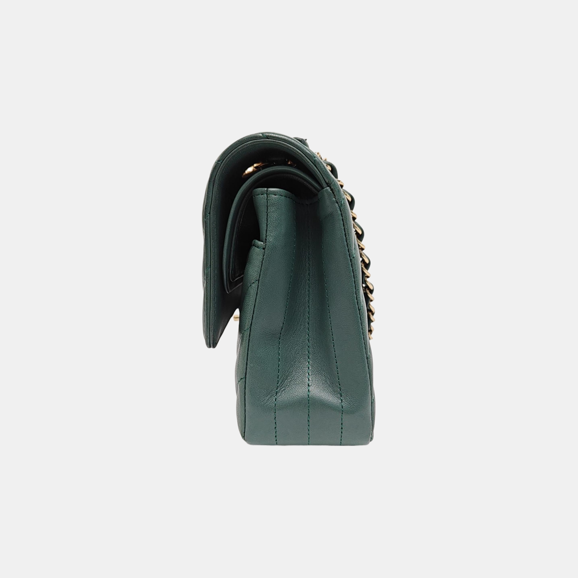 CLASSIC FLAP Small Chevron Calfskin Green
