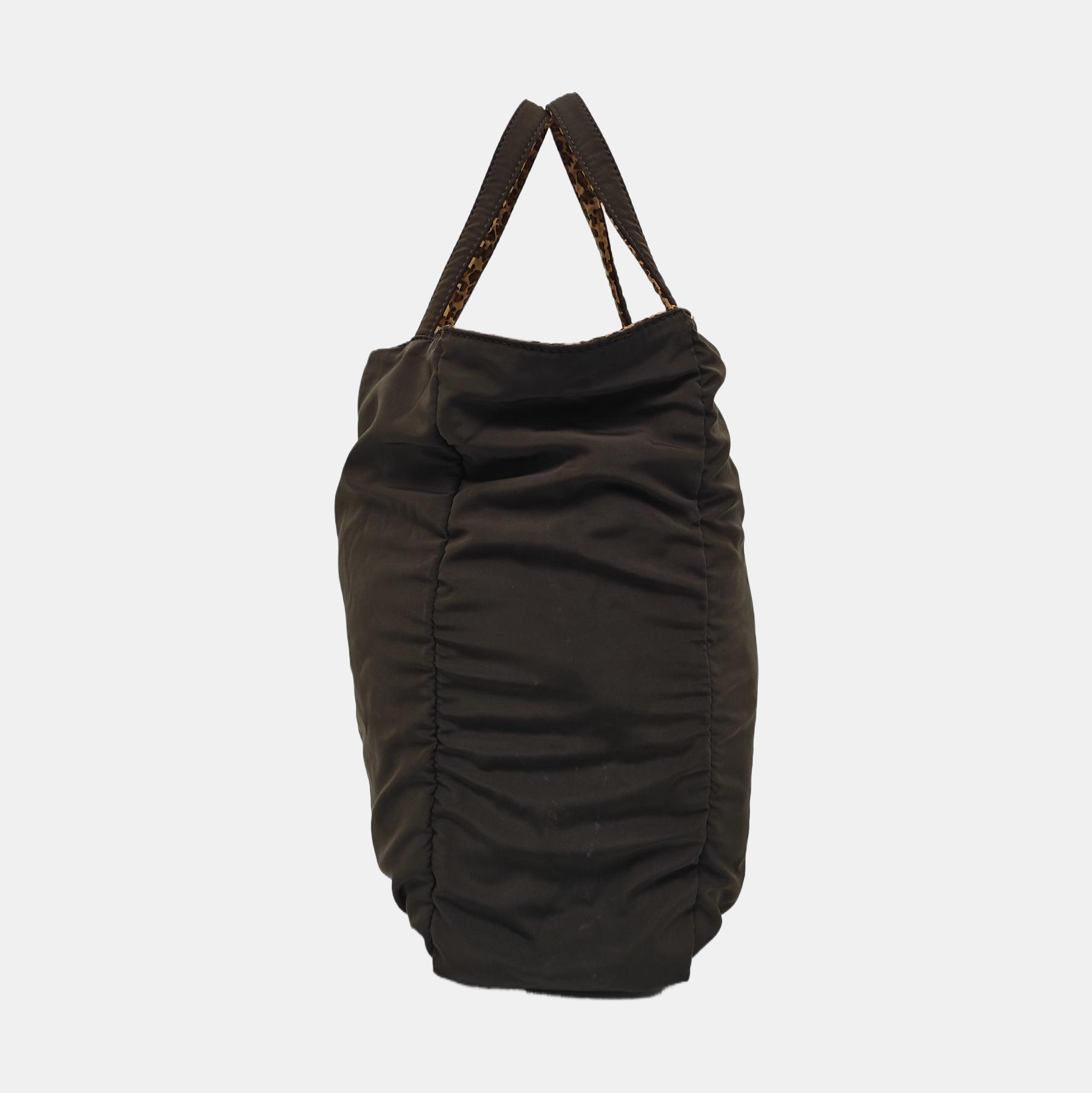 Fabric Top Handle Bag Brown