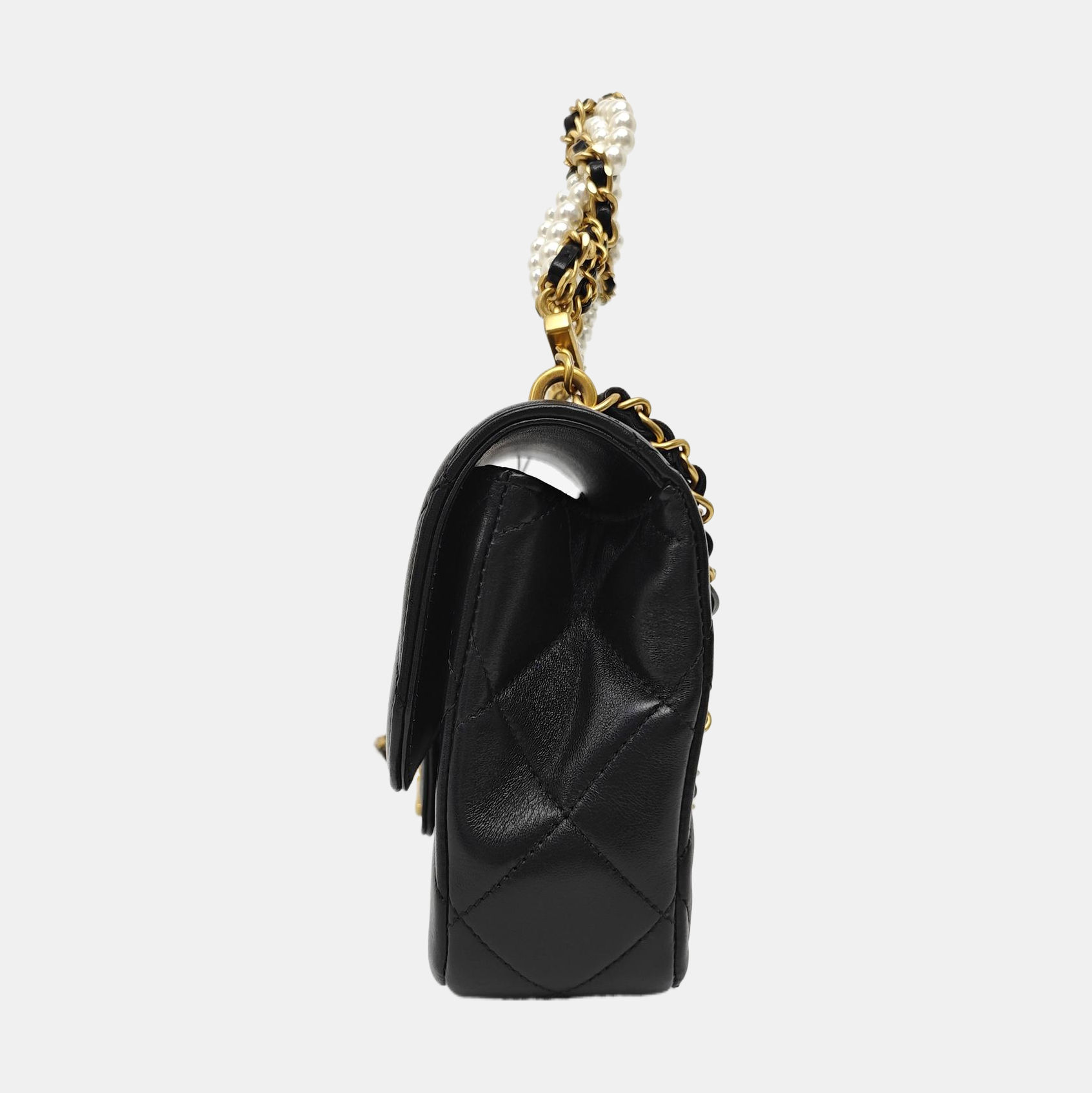 Quilted Lambskin Shoulder Bag Black
