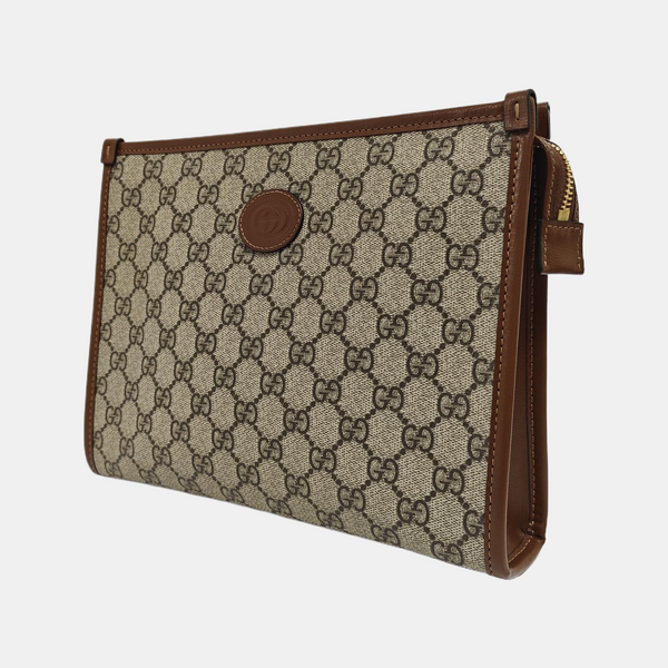 Monogram Coated Canvas Clutch Beige