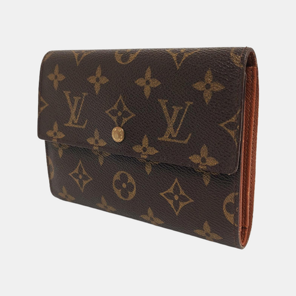 PORTE MONNAIE Monogram Coated Canvas Brown Wallet