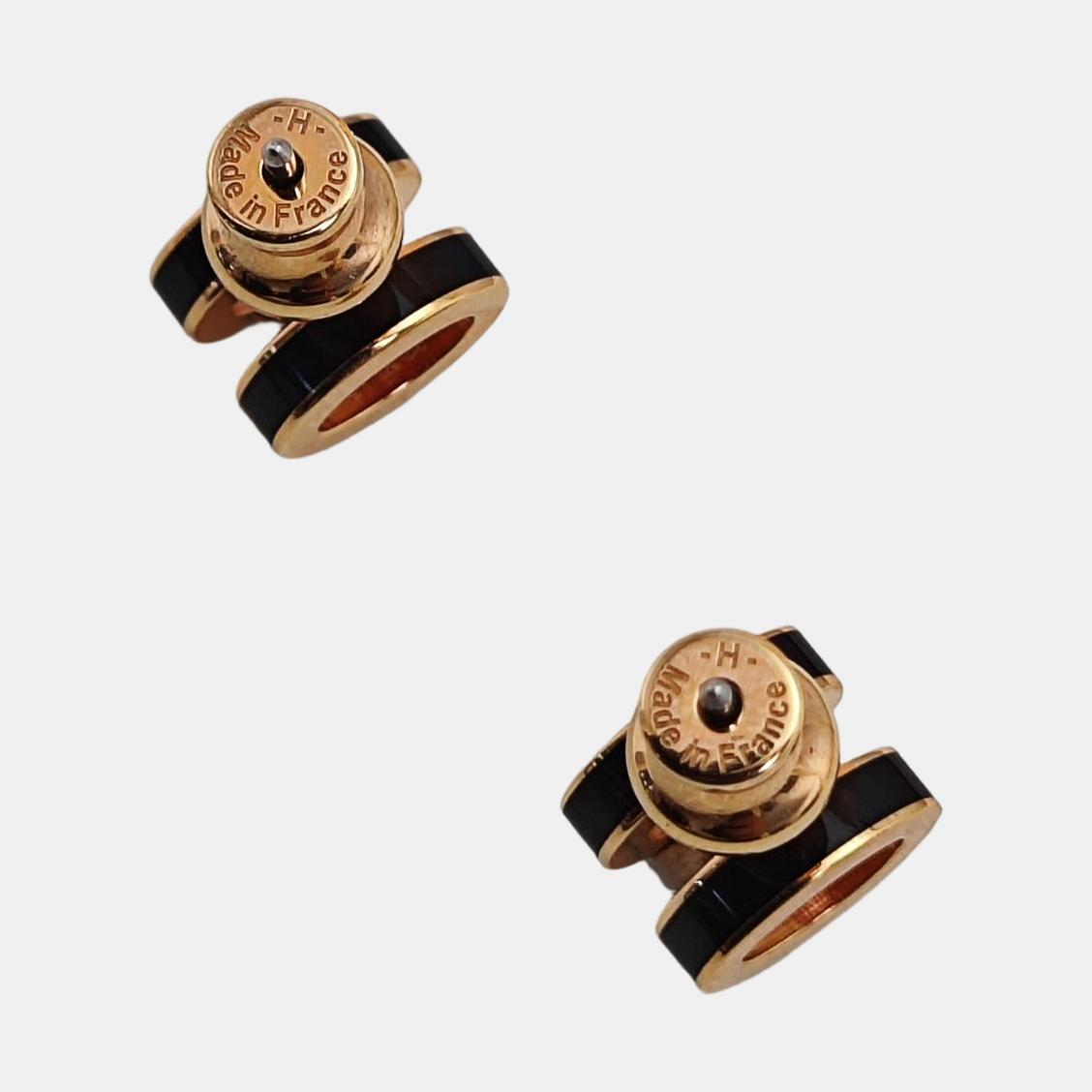 Pop H Metal Black Stud Earrings